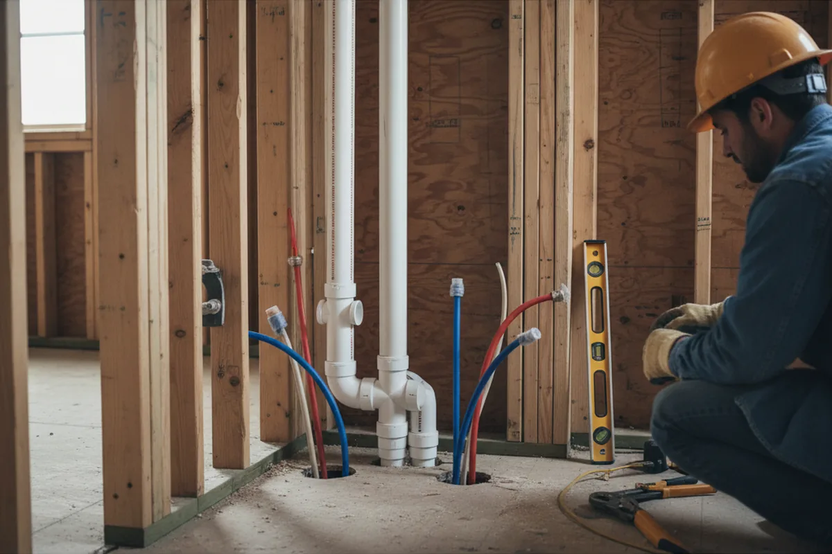 Drain and supply rough-in during Toilet Repair and Installation in Palm Springs